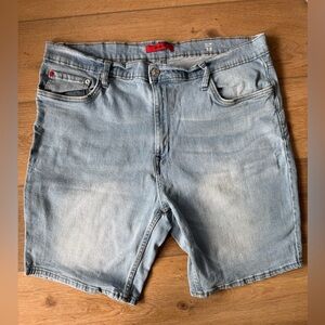 Casual Light Blue Denim Jean Shorts 38W 8 Inch Inseam